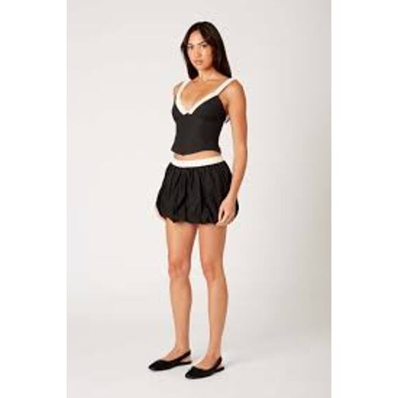 Nia Dresses & Skirts - Nia The Brand Smith Black Bubble Mini Skirt Contrast Waistband K-Pop Small